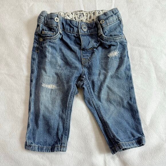 H&M Baby Boy Jeans 4-6 Months 3-6 Adjustable Waist Distressed CUTE - Picture 1 of 8